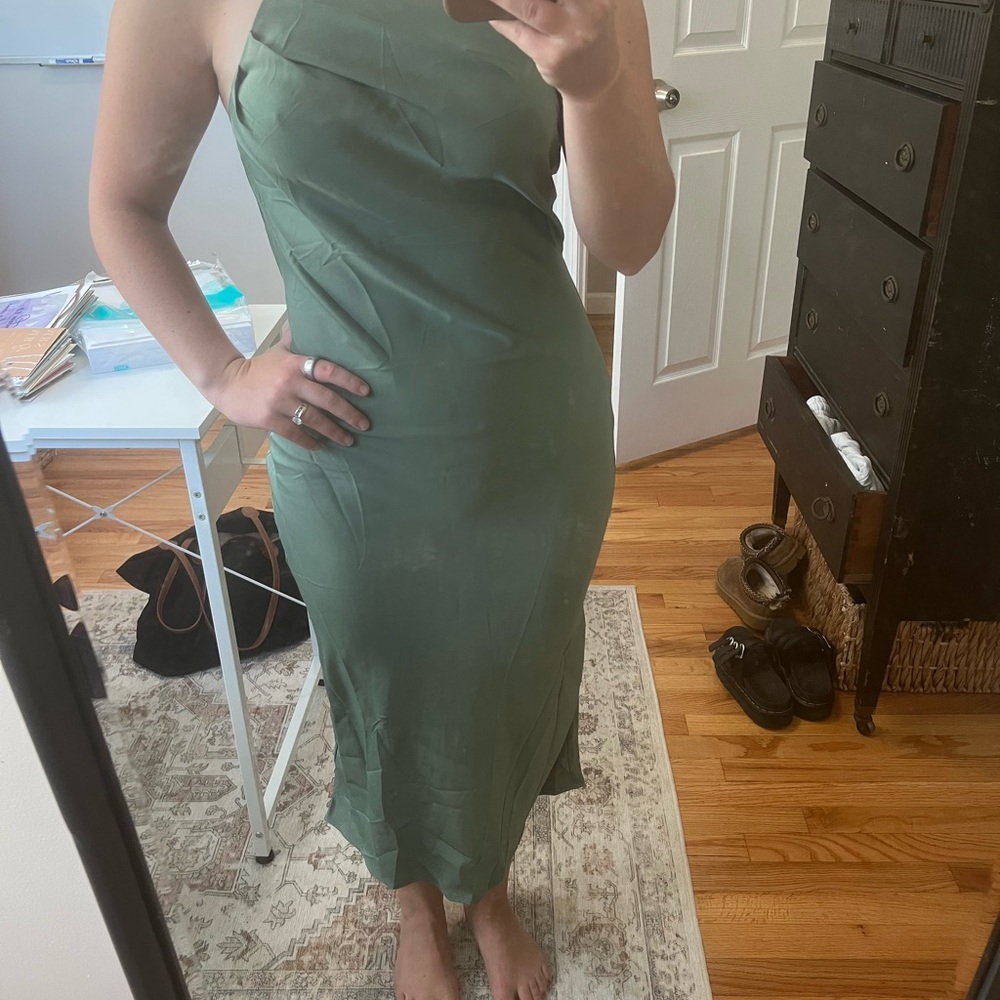 Elegant Green Halter Dress